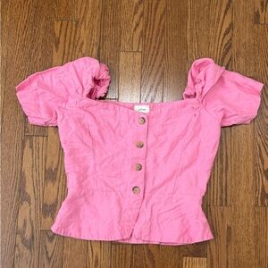 Wilfred Pink Puff Sleeve Button Front Top – Size S